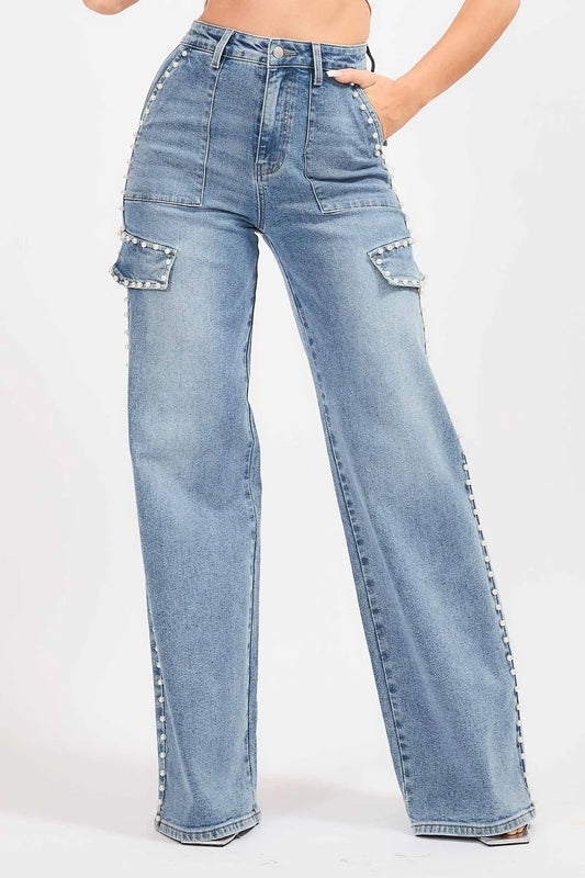 Pearl Cargo Wide Leg Jeans