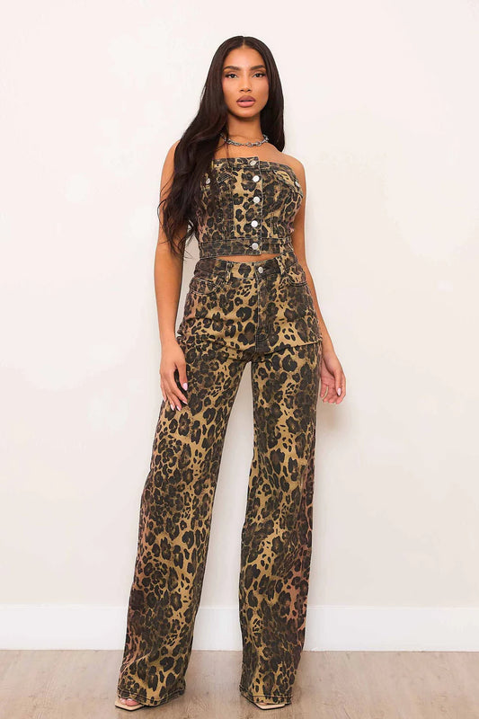 Leopard Wide Leg Jeans