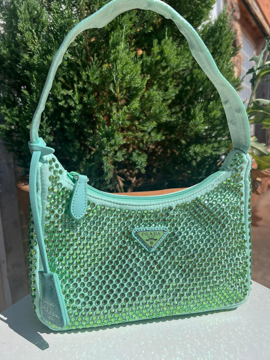 Green Rhinestone Prada Bag